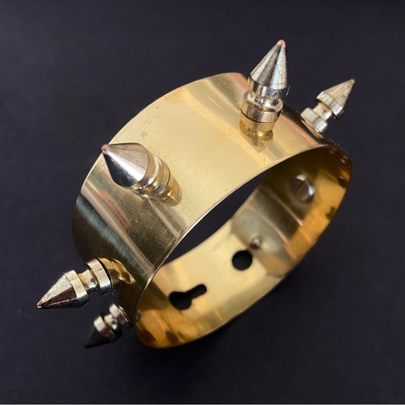 Gold Statement Spike Metal Cuff Bracelet - Picture 6 of 8
